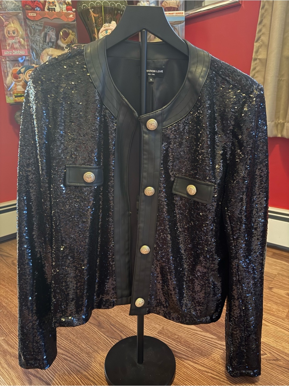 Generation love Sequin button-Front Jacket - Black